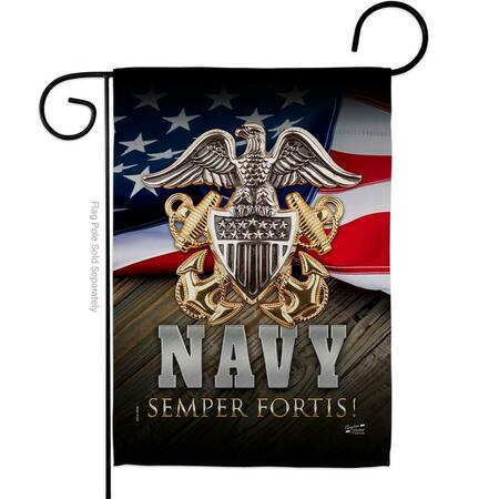 ANGELENO HERITAGE 13 x 18.5 in. US Navy Semper Fortis Garden Flag with Armed Forces Double-Sided  Vertical Flags AN578935
